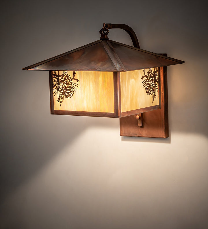 Meyda Tiffany Lighting 50571 Seneca One Light Wall Sconce Outdoor Copper/Antique/Verde