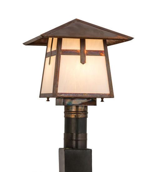 Meyda Tiffany Lighting 54680 Stillwater One Light Post Mount Outdoor Copper/Antique/Verde