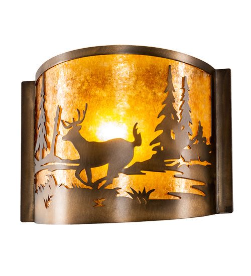 Meyda Tiffany Deer At Lake 70703 Wall Light - Antique Copper