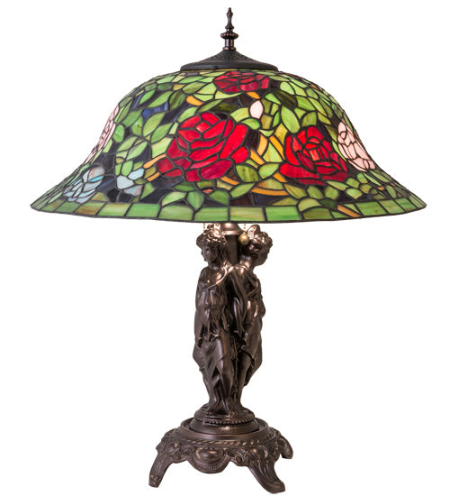 Meyda Tiffany Lighting 78364 Tiffany Rosebush Two Light Table Lamp Lamp Bronze / Dark