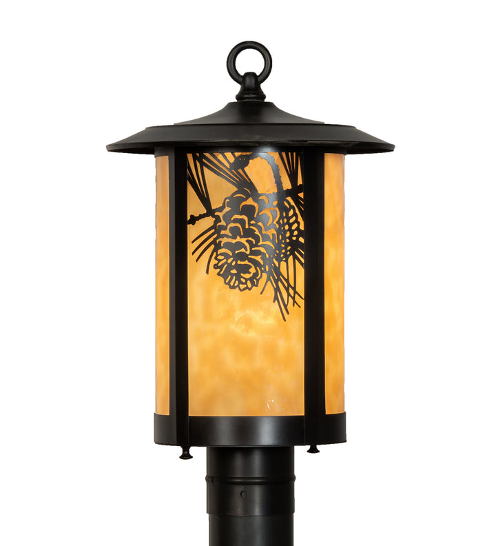 Meyda Tiffany Lighting 90592 Winter Pine One Light Post Mount Outdoor Bronze / Dark