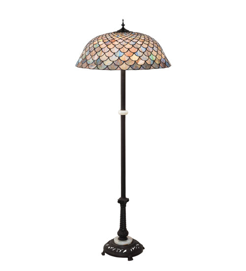 Meyda Tiffany Lighting 108588 Tiffany Fishscale Three Light Floor Lamp Lamp Bronze / Dark