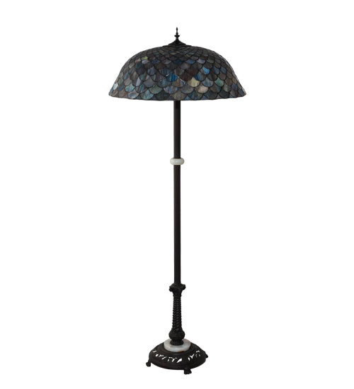 Meyda Tiffany Lighting 108588 Tiffany Fishscale Three Light Floor Lamp Lamp Bronze / Dark