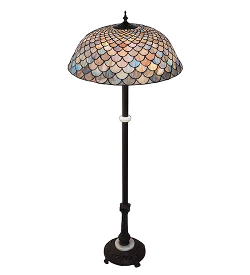 Meyda Tiffany Lighting 108588 Tiffany Fishscale Three Light Floor Lamp Lamp Bronze / Dark