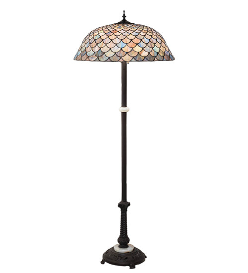 Meyda Tiffany Lighting 108588 Tiffany Fishscale Three Light Floor Lamp Lamp Bronze / Dark