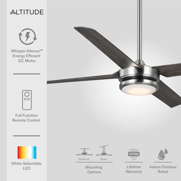 Altitude Laritza 108L56BNDDW Ceiling Fan 56 - Brushed Nickel Dark Driftwood, Dark Driftwood/