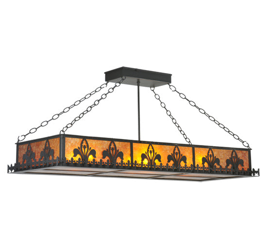 Meyda Tiffany Gothic Fleur-De-Lis 109377 Pendant Light - Black/Amber Mica