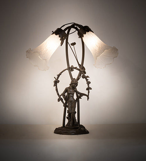 Meyda Tiffany Lighting 109504 White Two Light Table Lamp Lamp Bronze / Dark
