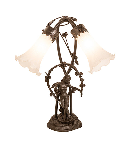 Meyda Tiffany Lighting 109504 White Two Light Table Lamp Lamp Bronze / Dark