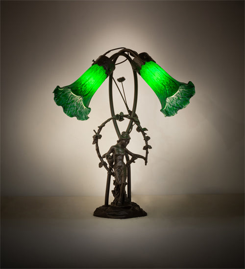 Meyda Tiffany Lighting 109514 Green Two Light Table Lamp Lamp Bronze / Dark