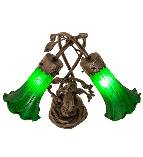 Meyda Tiffany Lighting 109514 Green Two Light Table Lamp Lamp Bronze / Dark
