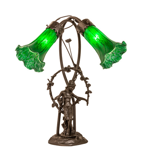 Meyda Tiffany Lighting 109514 Green Two Light Table Lamp Lamp Bronze / Dark