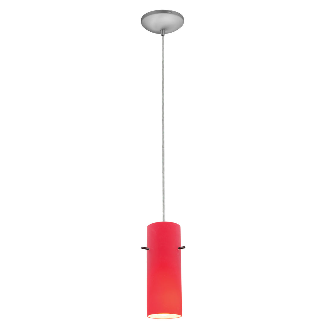 Access Cylinder 28030-4C-BS/RED Pendant Light - Brushed Steel