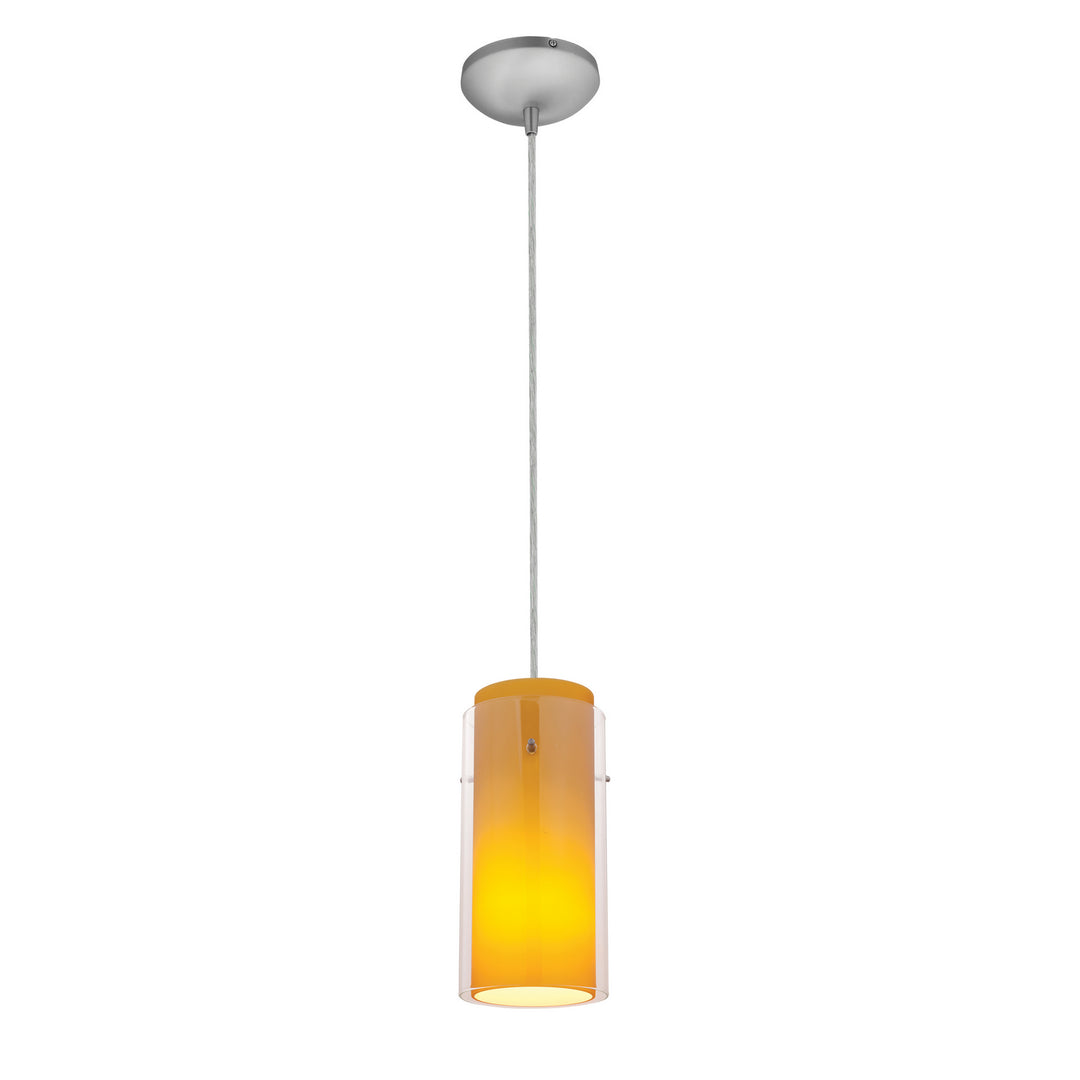 Access Glass'n Glass Cylinder 28033-3C-BS/CLAM Pendant Light - Brushed Steel