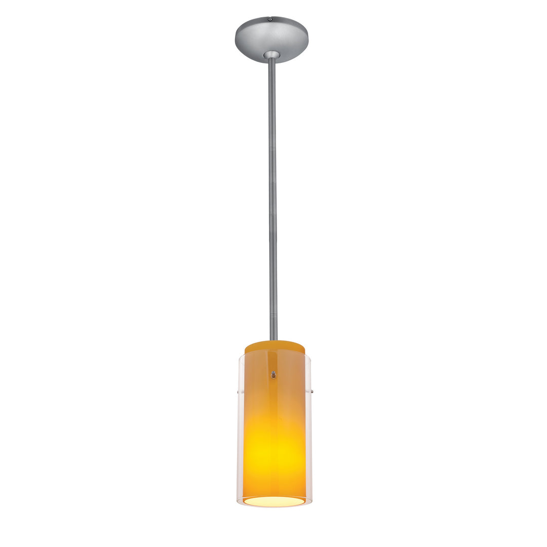 Access Glass'n Glass Cylinder 28033-4R-BS/CLAM Pendant Light - Brushed Steel