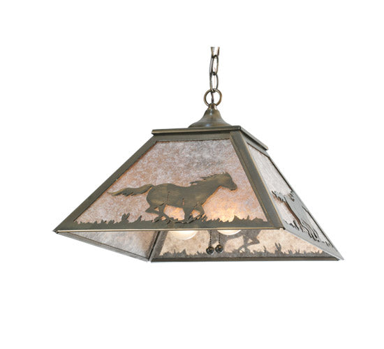 Meyda Tiffany Running Horses 109563 Pendant Light - Antique Copper