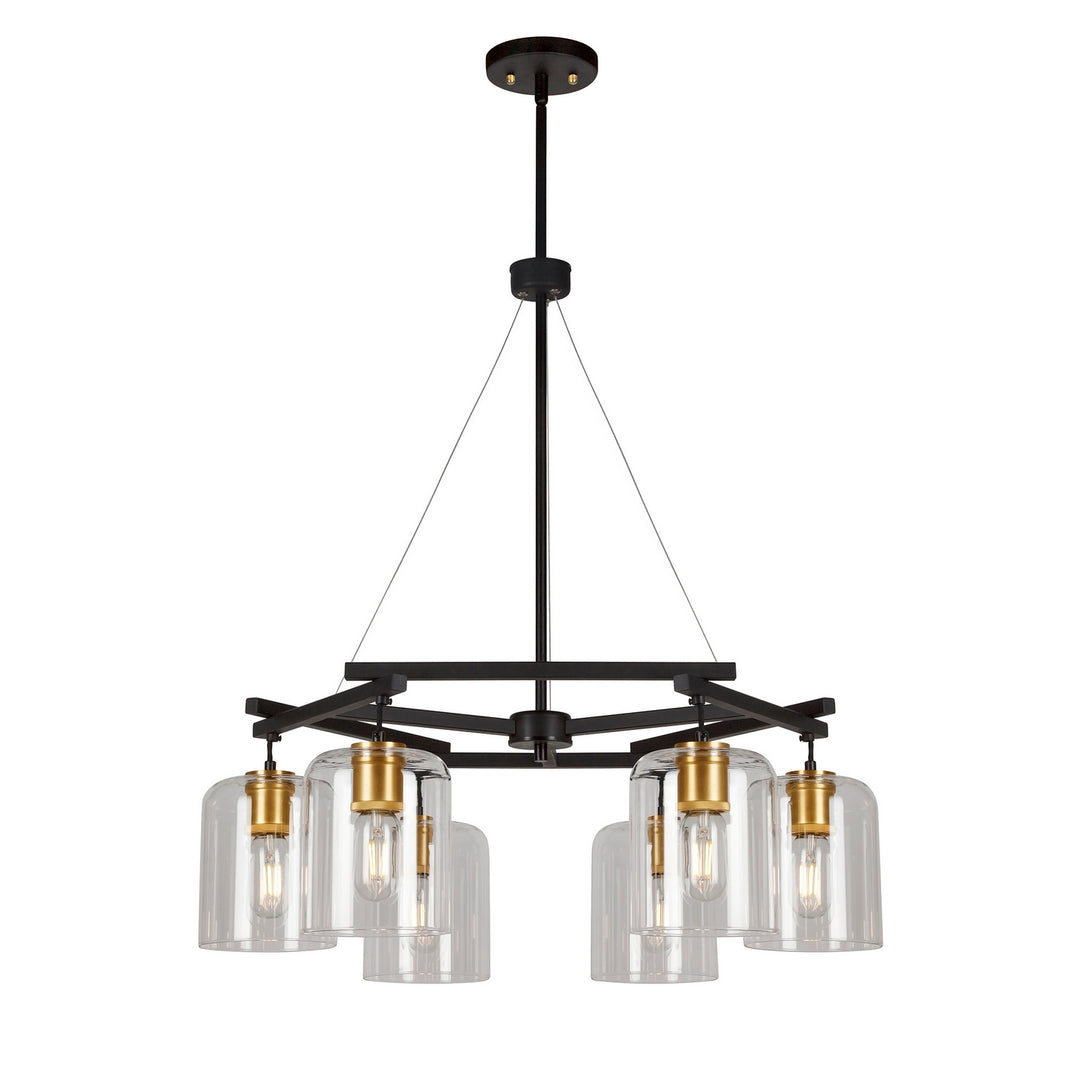 Forte Tyrone 2724-06-62 Chandelier Light - Black and Soft Gold