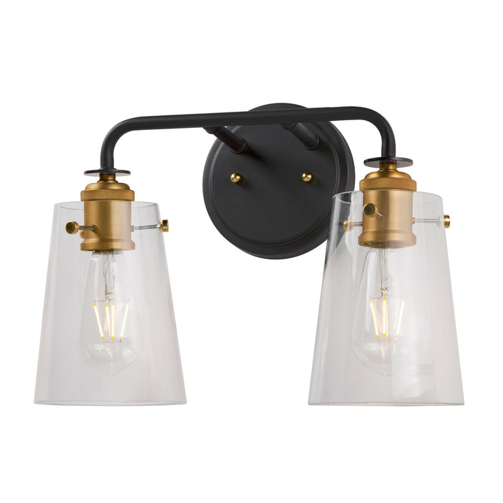 Forte Ronna 5118-02-62 Bath Vanity Light 15 in. wide - Black and Soft Gold