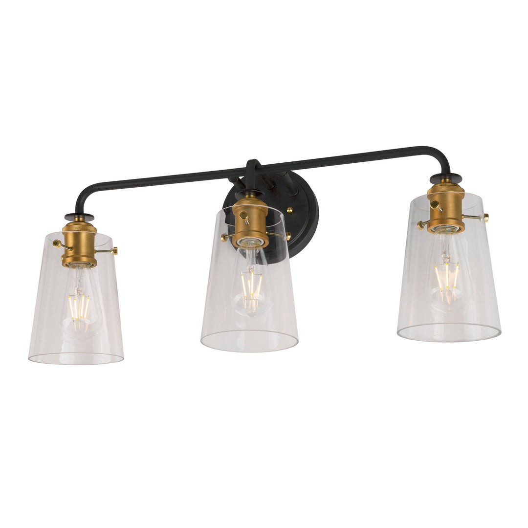 Forte Ronna 5118-03-62 Bath Vanity Light 25 in. wide - Black and Soft Gold