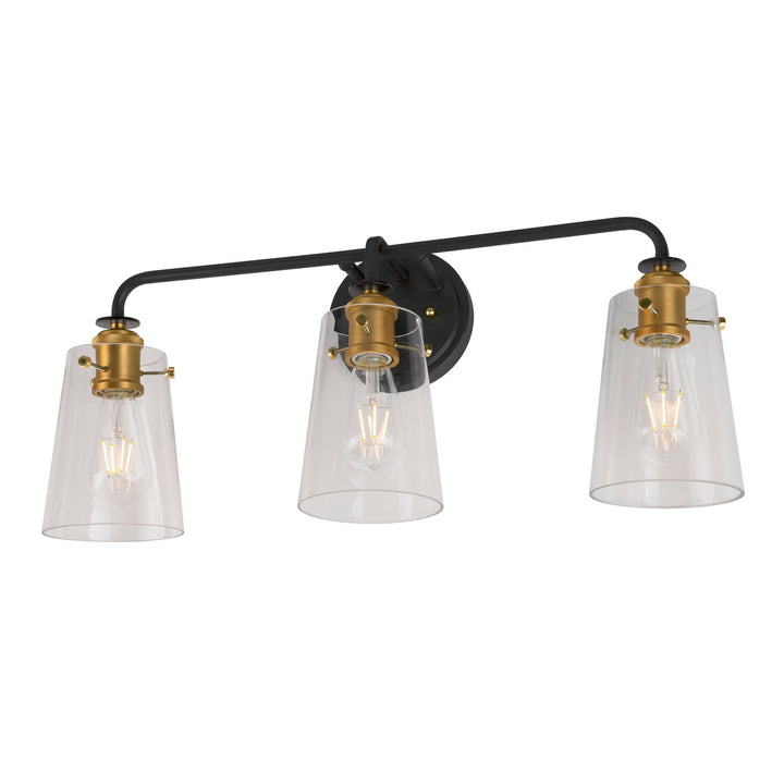 Forte Ronna 5118-03-62 Bath Vanity Light 25 in. wide - Black and Soft Gold