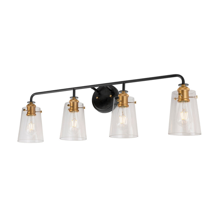 Forte Ronna 5118-04-62 Bath Vanity Light 35 in. wide - Black and Soft Gold