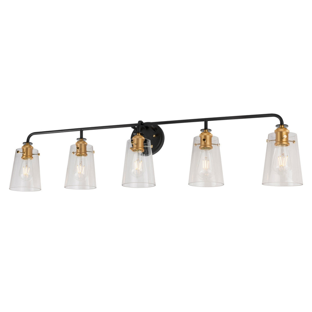 Forte Ronna 5118-05-62 Bath Vanity Light 45 in. wide - Black and Soft Gold