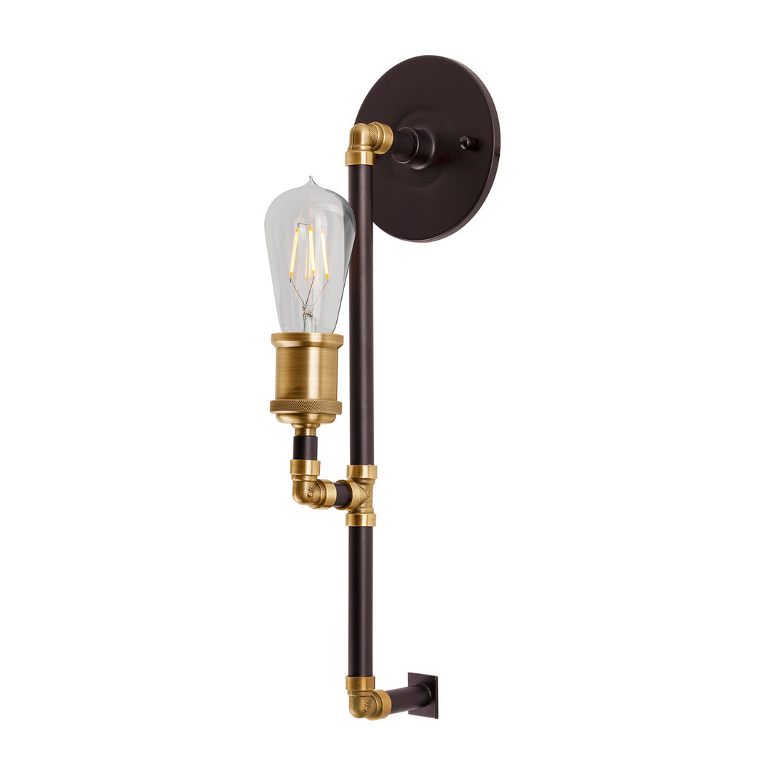 Forte Piper 7116-01-51 Wall Light - Black and Antique Brass