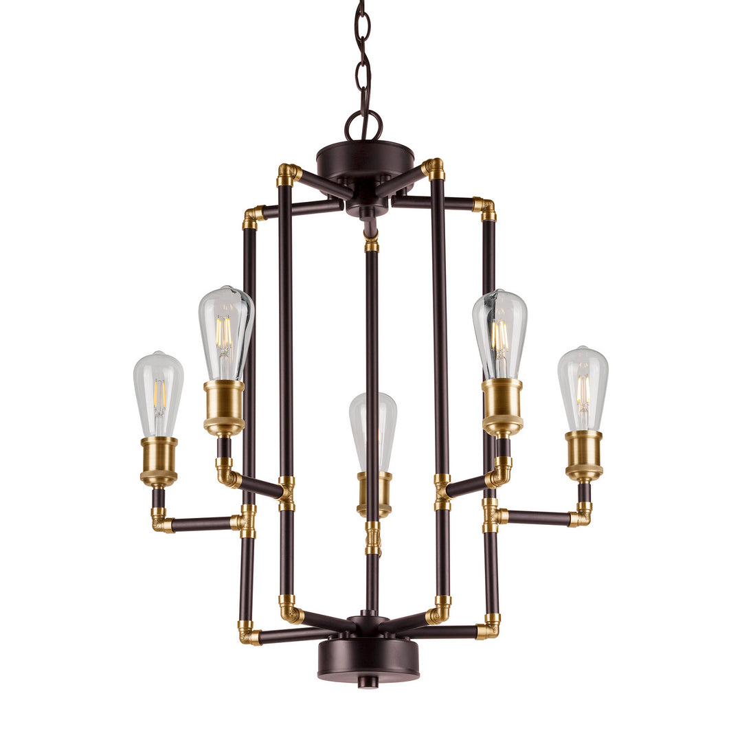 Forte Piper 7116-05-51 Chandelier Light - Black and Antique Brass