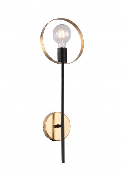 Bethel International TR71W7BR Wall Sconce Light - Black & Brushed Brass