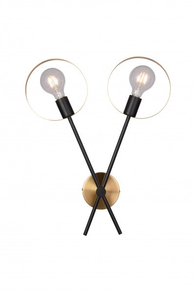 Bethel International TR72W17BR Wall Sconce Light - Black & Brushed Brass