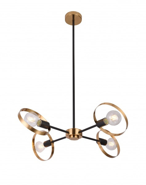 Bethel International TR73C27BR Chandelier Light - Black & Brushed Brass