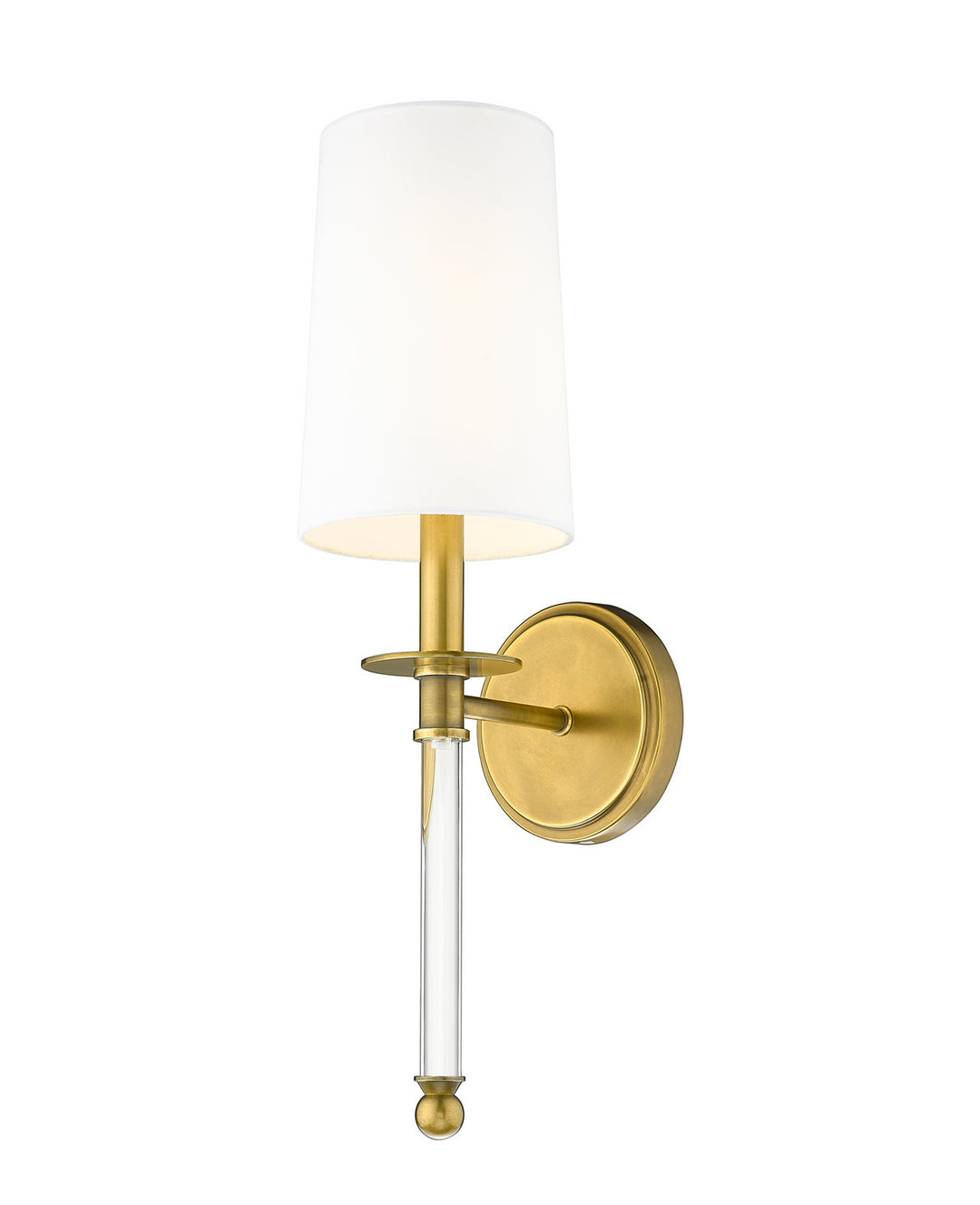 Z-Lite Mila 808-1S-RB-WH Wall Sconce Light - Rubbed Brass