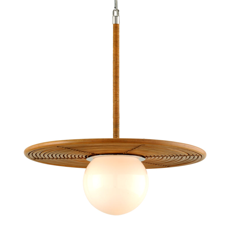 Corbett Hula Hoop 291-42-SS Pendant Light - Natural Rattan Stainless Steel