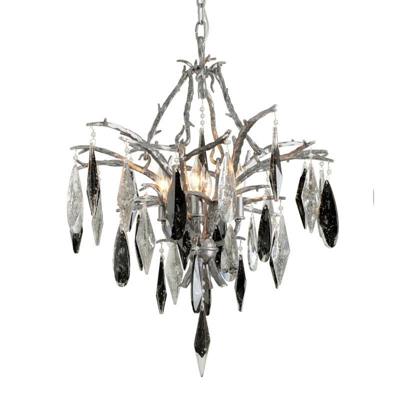 Corbett Nera 306-04 Chandelier Light - Blackened Silver Leaf