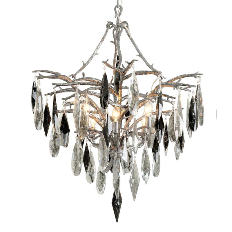 Corbett Nera 306-06 Chandelier Light - Blackened Silver Leaf