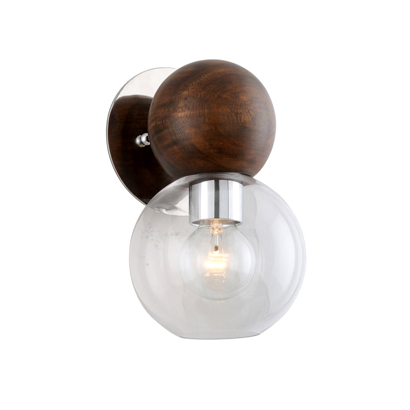 Troy Arlo B7671-SS Wall Sconce Light - Polished Ss And Natural Acacia