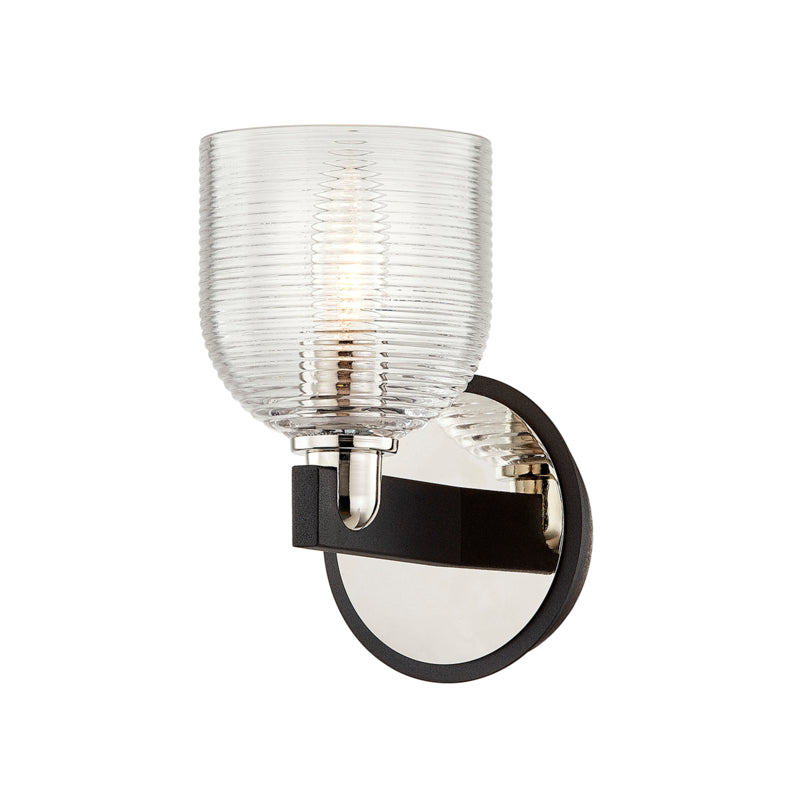 Troy Munich B7711 Wall Sconce Light - Carbide Blk & Pol Nickel