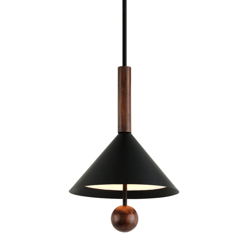 Troy Ranger F7654 Pendant Light - Black And Natural Acacia