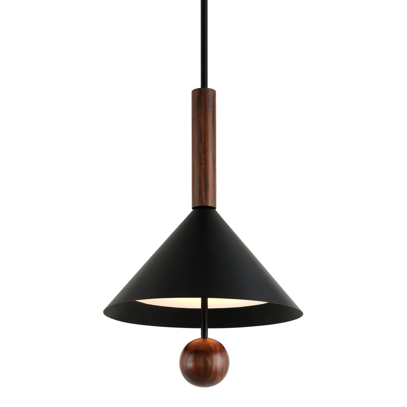 Troy Ranger F7655 Pendant Light - Black And Natural Acacia