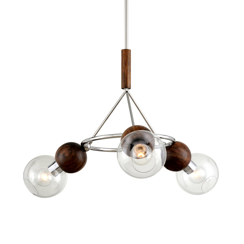 Troy Arlo F7673 Chandelier Light - Polished Ss And Natural Acacia