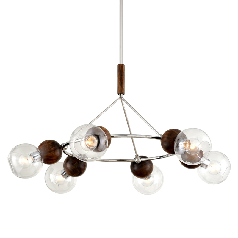 Troy Arlo F7676 Chandelier Light - Polished Ss And Natural Acacia