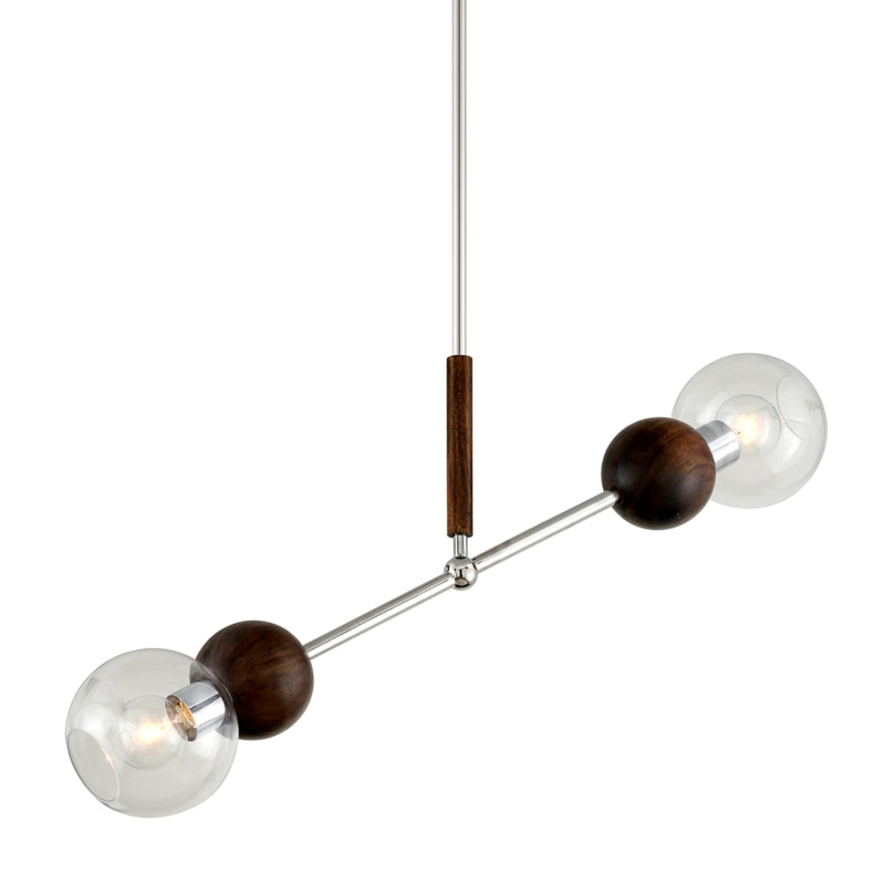 Troy Arlo F7677 Pendant Light - Polished Ss And Natural Acacia