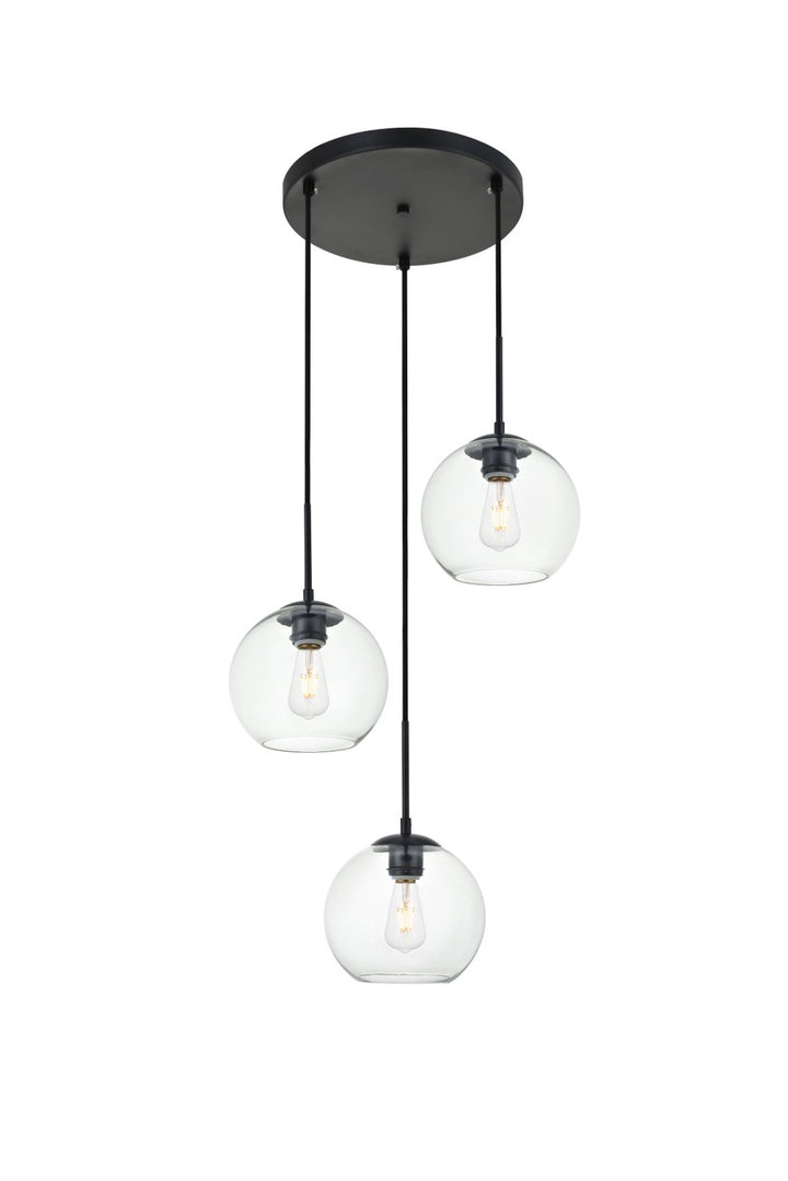 Elegant BAXTER LD2208BK Pendant Light - Black And Clear