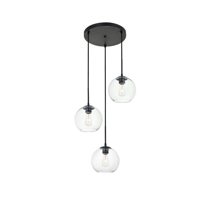 Elegant BAXTER LD2208BK Pendant Light - Black And Clear