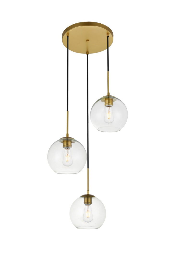 Elegant BAXTER LD2208BR Pendant Light - Brass And Clear