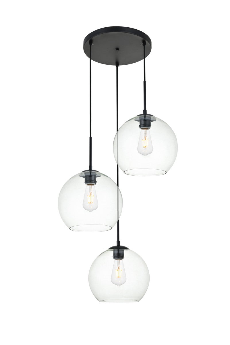 Elegant BAXTER LD2214BK Pendant Light - Black And Clear