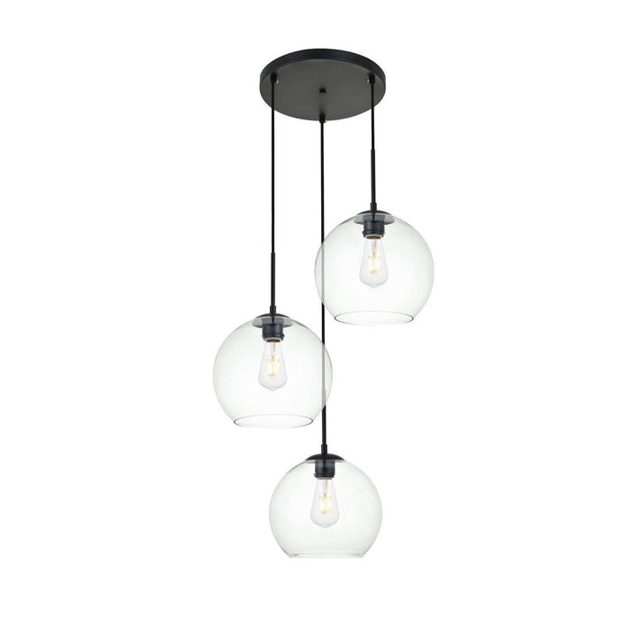 Elegant BAXTER LD2214BK Pendant Light - Black And Clear