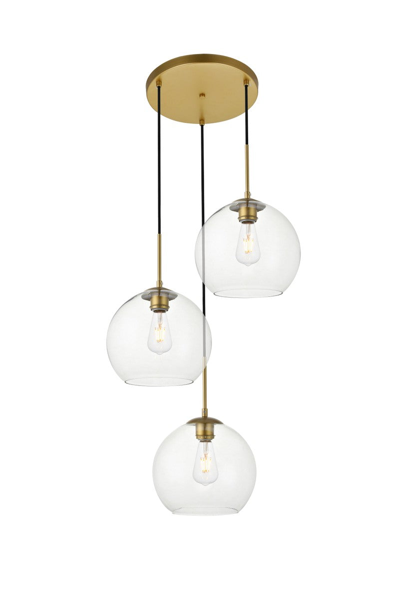 Elegant BAXTER LD2214BR Pendant Light - Brass And Clear