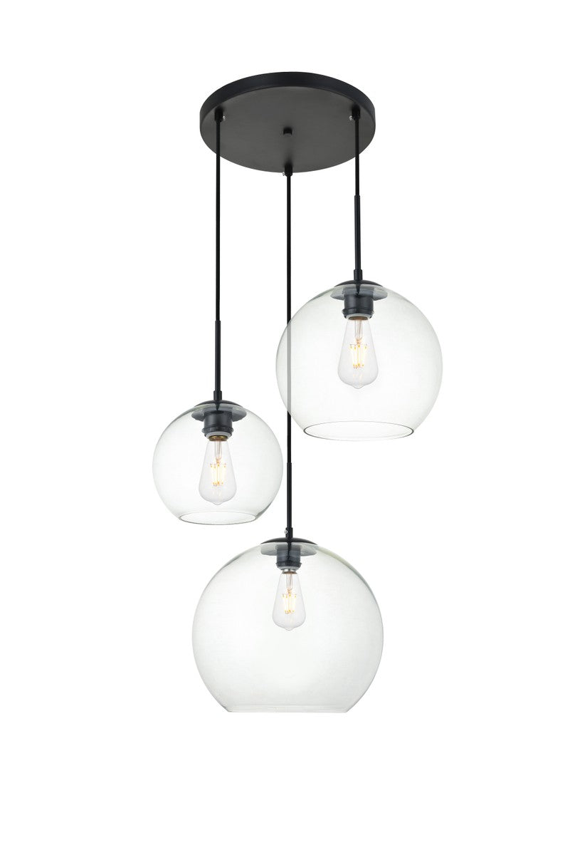 Elegant BAXTER LD2218BK Pendant Light - Black And Clear