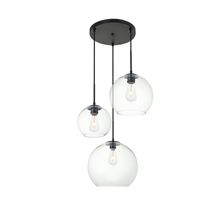 Elegant BAXTER LD2218BK Pendant Light - Black And Clear